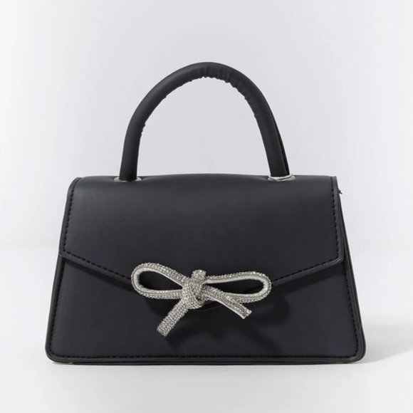 Handbags - Black Rhinestone Bow Purse mini Bag